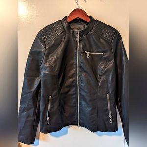 Like New - Black faux leather motorcycle jacket XL